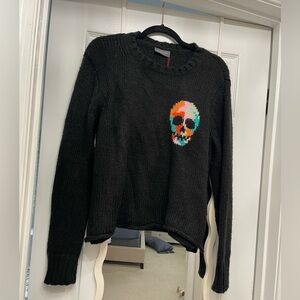 Wooden Ships Black Sweater with Colorful Skull